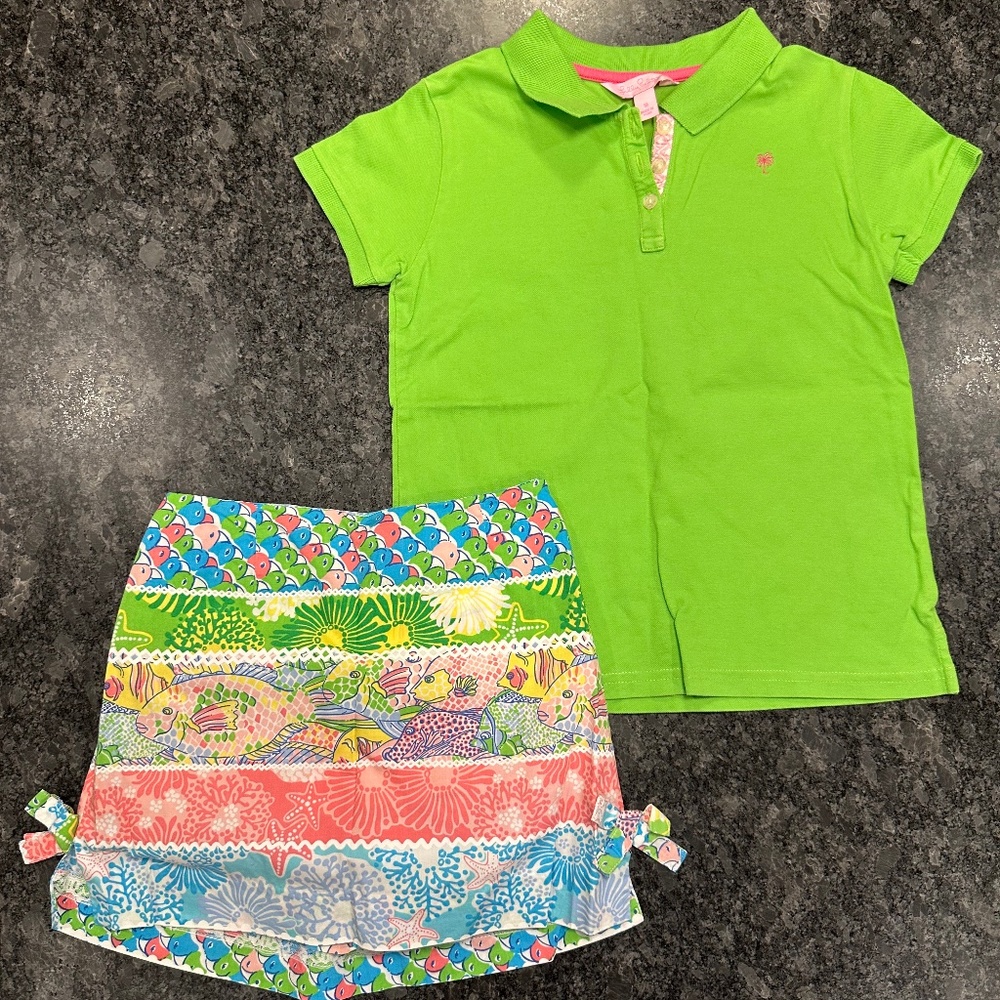 Lilly Pulitzer Girls Skort with Bows on side and Matching Top - size 8/10